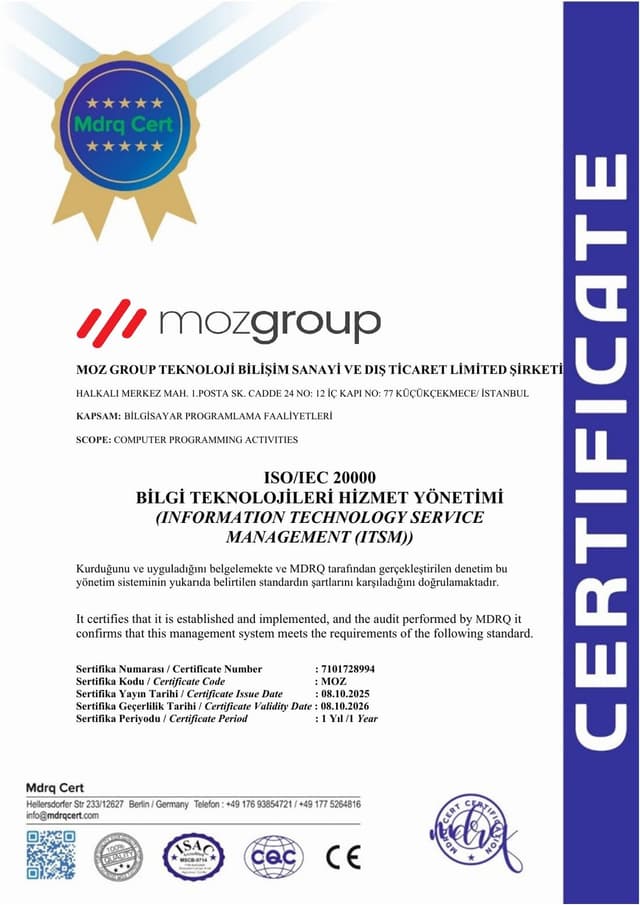 ISO/IEC 20000-1 — Hizmet Yönetim Sistemi